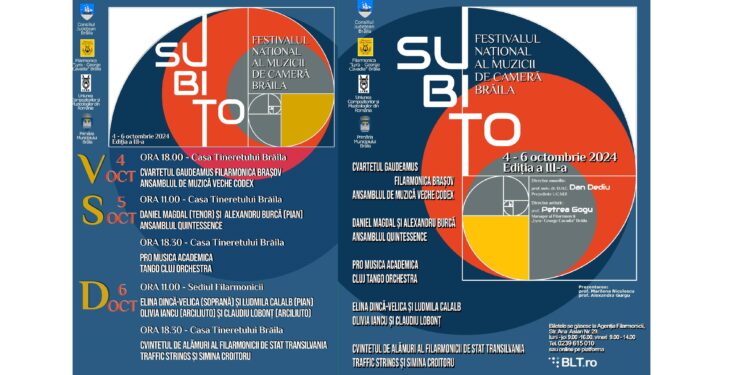 Filarmonica „Lyra – George Cavadia” organizează a treia ediția a SUBITO – Festivalul Național al Muzicii de Cameră