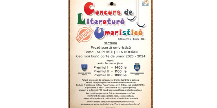 Până pe 1 octombrie continuă înscrierile pentru a VIII-a ediţie a Concursului naţional de literatură umoristică