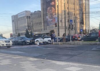 Motociclist din Brăila, accidentat la intersecția străzii Brăilei cu bulevardul George Coșbuc, din municipiul Galați