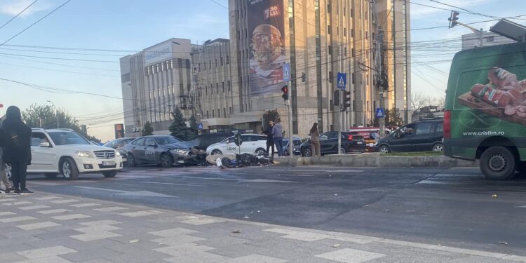 Motociclist din Brăila, accidentat la intersecția străzii Brăilei cu bulevardul George Coșbuc, din municipiul Galați