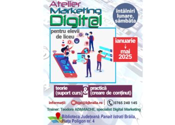 Atelierul de Marketing Digital susținut de Teodora Adamache la Biblioteca Județeană ”Panait Istrati” Brăila