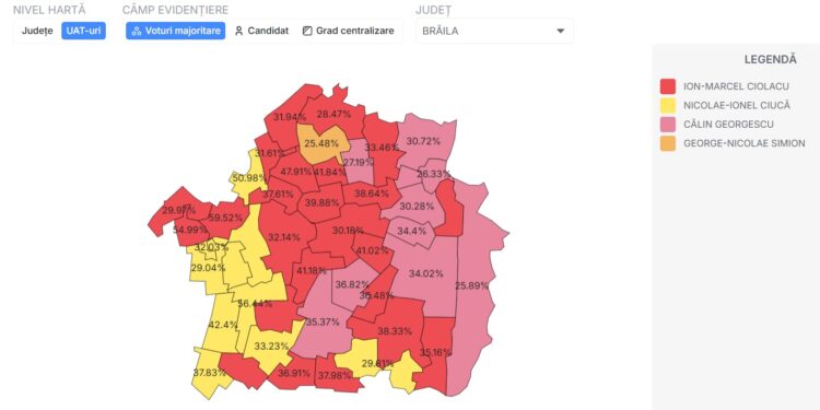 Independentul Călin Georgescu a câștigat alegerile în municipiul Brăila și alte 9 localități