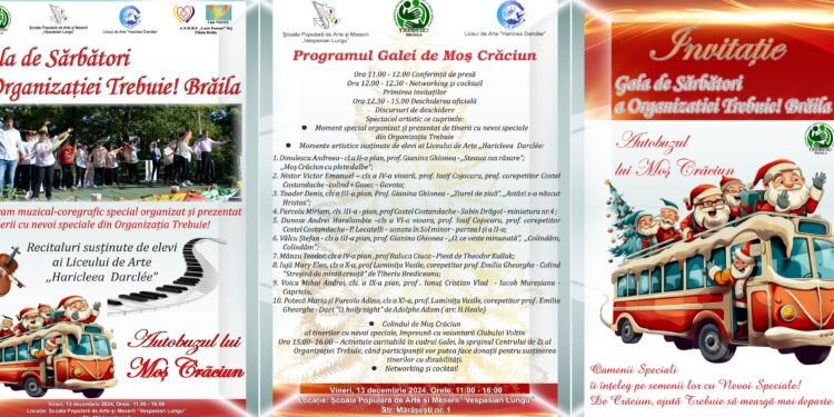 Organizația Trebuie din Brăila a pregătit o Gală de Sărbători, pentru a strânge fonduri pentru achiziționarea unui autobuz