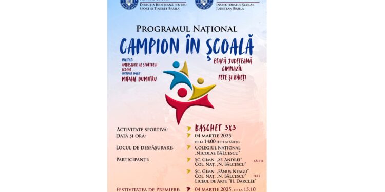 etapa județeană a Programului Național „Campion în Școală” la baschet 3x3 fete şi băieţi, gimnaziu