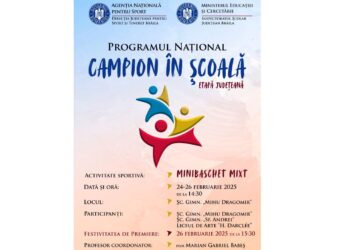 Prima competiție sportivă care se va desfăşura la Brăila în cadrul Programului Național „Campion în Școală”
