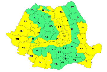 Cod galben de intensificări ale vântului până vineri seara