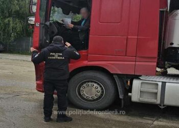 Cu permisul suspendat, depistat la volanul unui automarfar înmatriculat în Italia