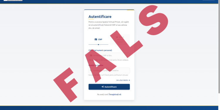 Atenționare privind un site fals care imită identitatea ANAF
