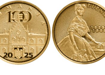 Monedă din aur cu tema 200 de ani de la nașterea Elenei Cuza