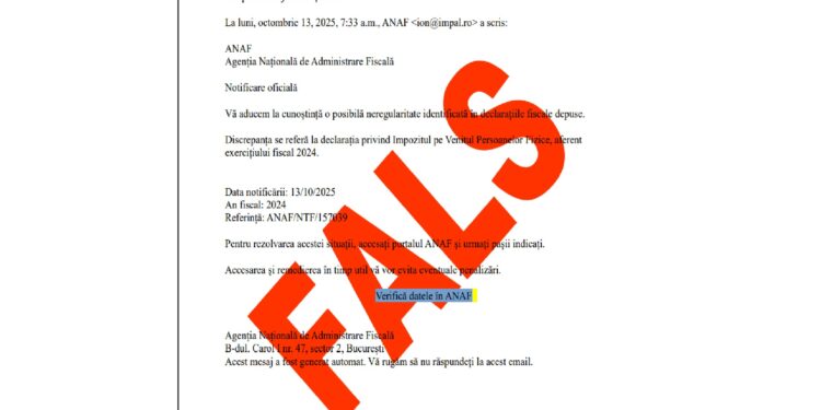 Email fals în numele ANAF