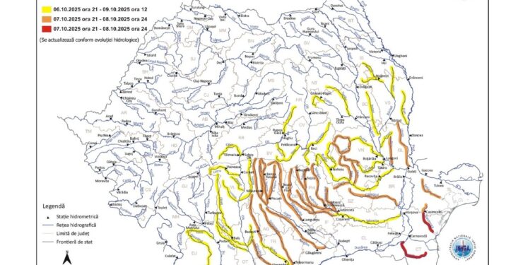 Avertizare hidrologică pentru râurile Călmățui și Buzău