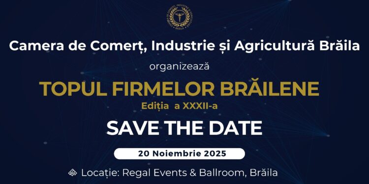 Topul Firmelor Brăilene 2025 – Gala excelenței în afaceri, pe 20 noiembrie, la Regal Events & Ballroom