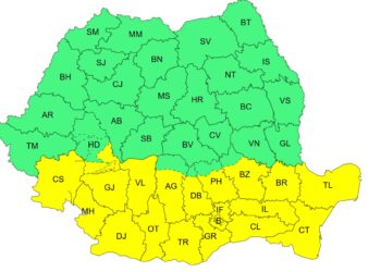 Cod galben de intensificări ale vântului