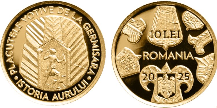 BNR lansează în circuitul numismatic o monedă din aur cu tema Istoria aurului – Plăcuțele votive de la Germisara