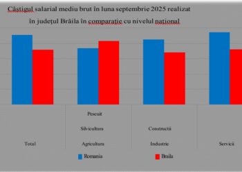 Câştigul salarial mediu brut în luna septembrie 2025