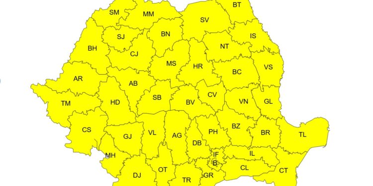 Cod galben de ger în noaptea de luni spre marți