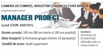 CCIA Brăila organizează Curs Manager proiect