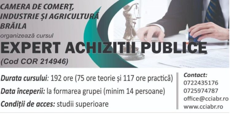 Curs Expert achiziții publice în format fizic organizat de CCIA Brăila