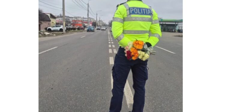 O floare pentru participantele la trafic