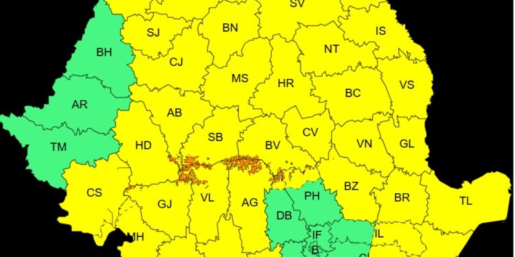 Județul Brăila sub avertizare cod galben până miercuri, 8 aprilie, la ora 21
