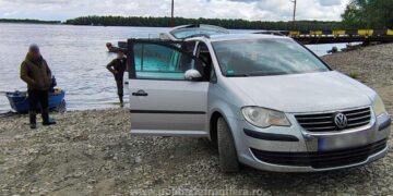 Plasă de pescuit tip monofilament descoperită de către polițiștii de frontieră brăileni