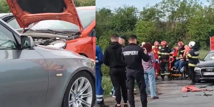 Accident rutier pe DN2B cu trei autoturisme implicate