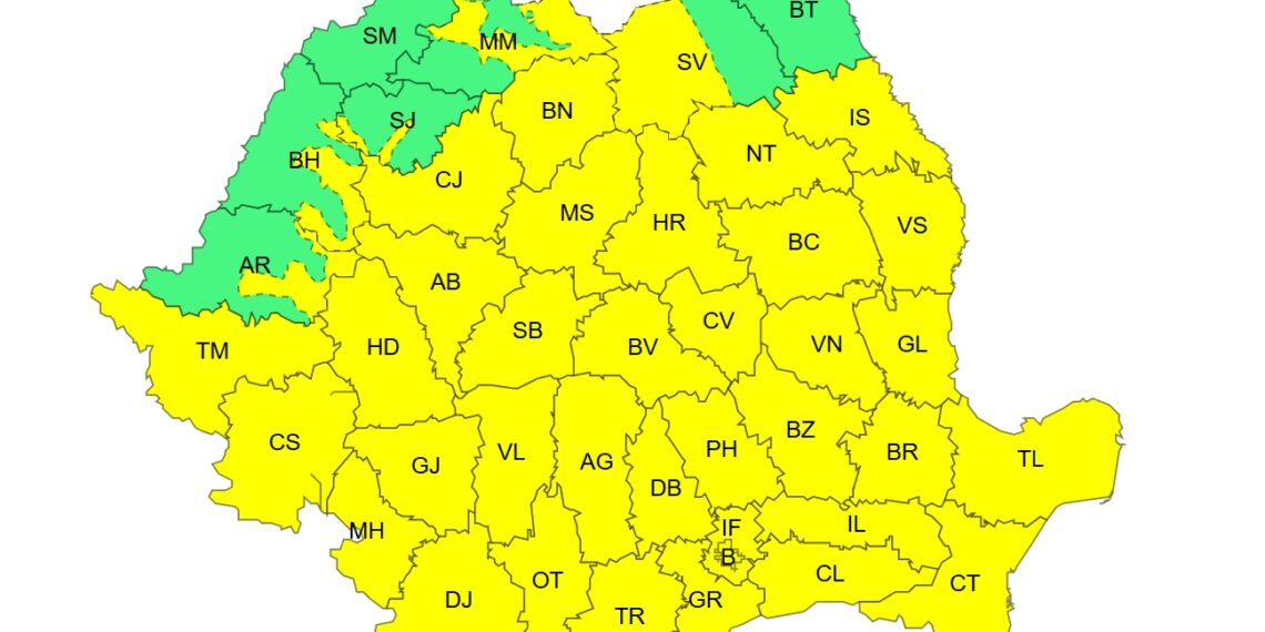 Cod galben de  intensificări ale vântului
