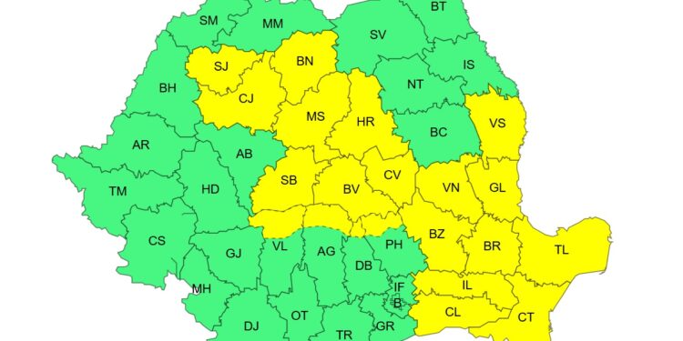 Cod galben de instabilitate atmosferică accentuată