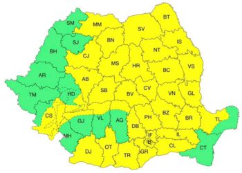 Cod galben de instabilitate atmosferică și averse însemnate cantitativ