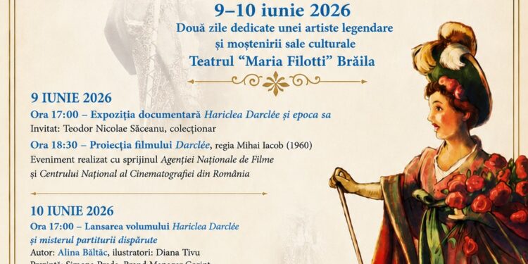 166 de ani de la nașterea Haricleei Darclée și 145 de ani de la debutul său artistic pe scena teatrului brăilean