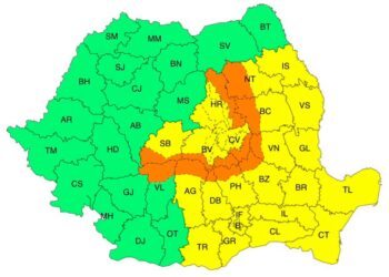 ANM a emis noi alerte Cod Galben și Cod Portocaliu