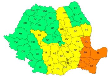 Cod Galben și Cod Portocaliu de vreme severă: Averse torențiale, vijelii și cantități masive de apă în mai multe regiuni, inclusiv în județul Brăila