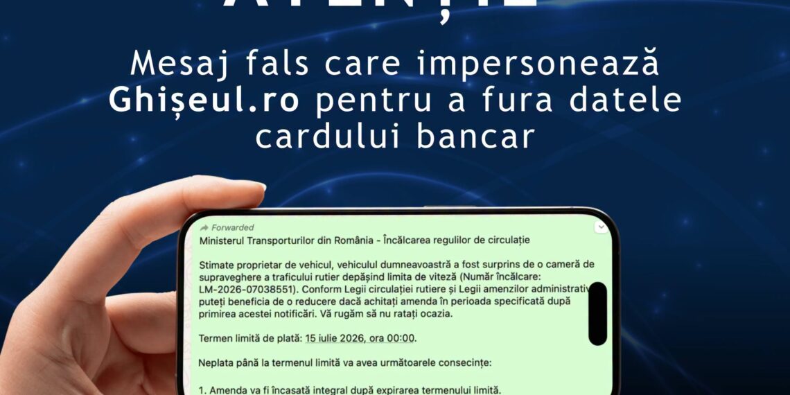 AVERTIZARE: Mesaj fals care impersonează Ghișeul.ro pentru a fura datele cardului bancar