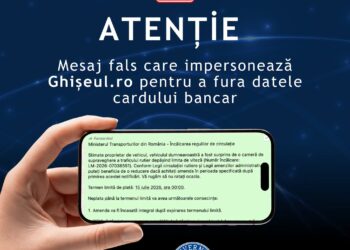 AVERTIZARE: Mesaj fals care impersonează Ghișeul.ro pentru a fura datele cardului bancar