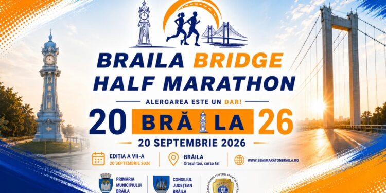 Braila BRIDGE Half Marathon 2026, primul semimaraton din România care traversează Podul Suspendat peste Dunăre de la Brăila