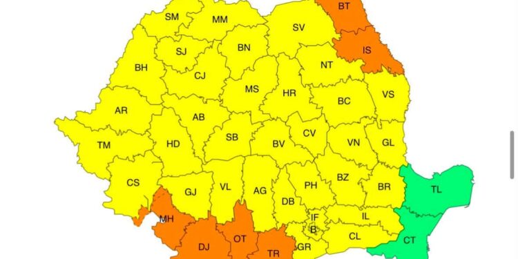 Brăila sub incidența Codului Galben