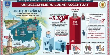 Numărul deceselor în luna mai 2026 a fost de peste trei ori mai mare decât numărul nașterilor