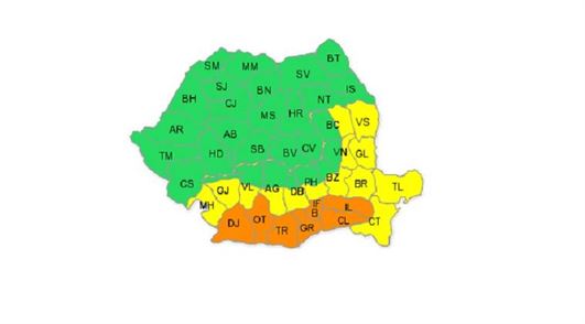 Cod galben de canicula urmat de instabilitate atmosferica accentuata